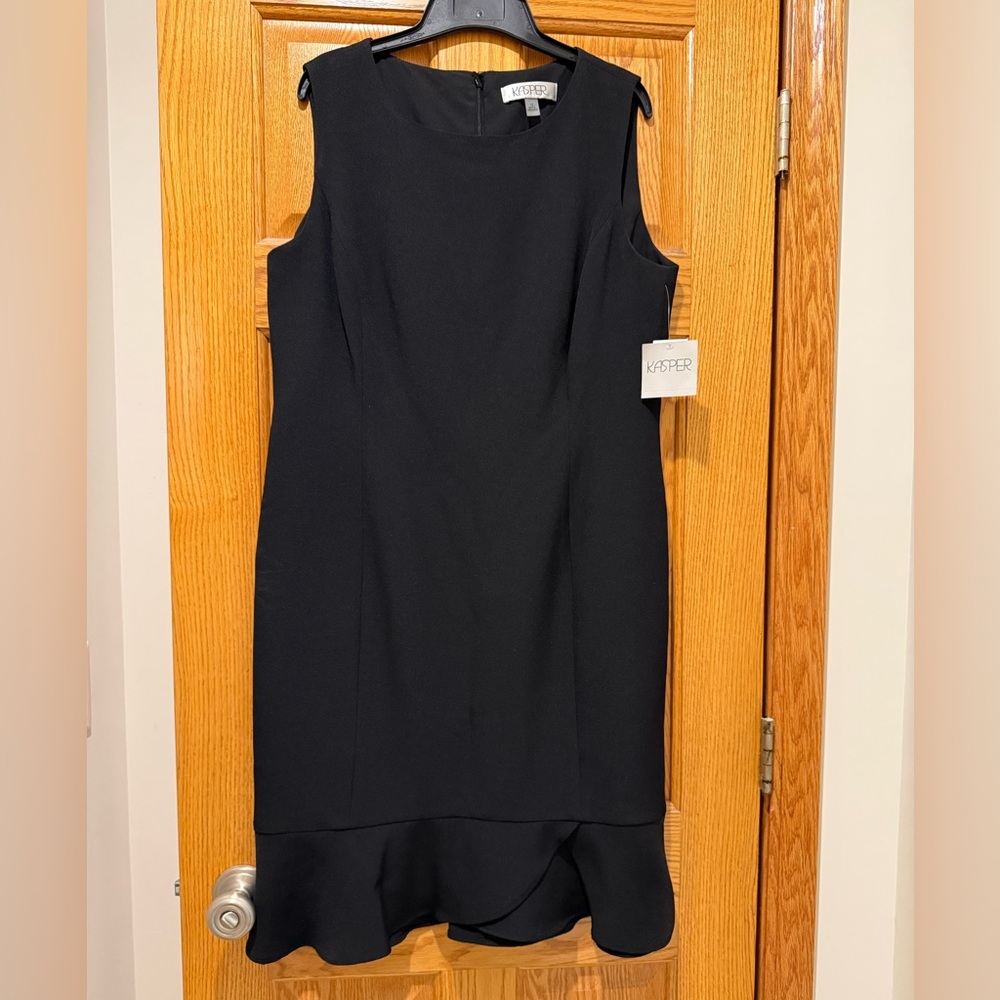 Kasper Black Ruffle Hem Dress
